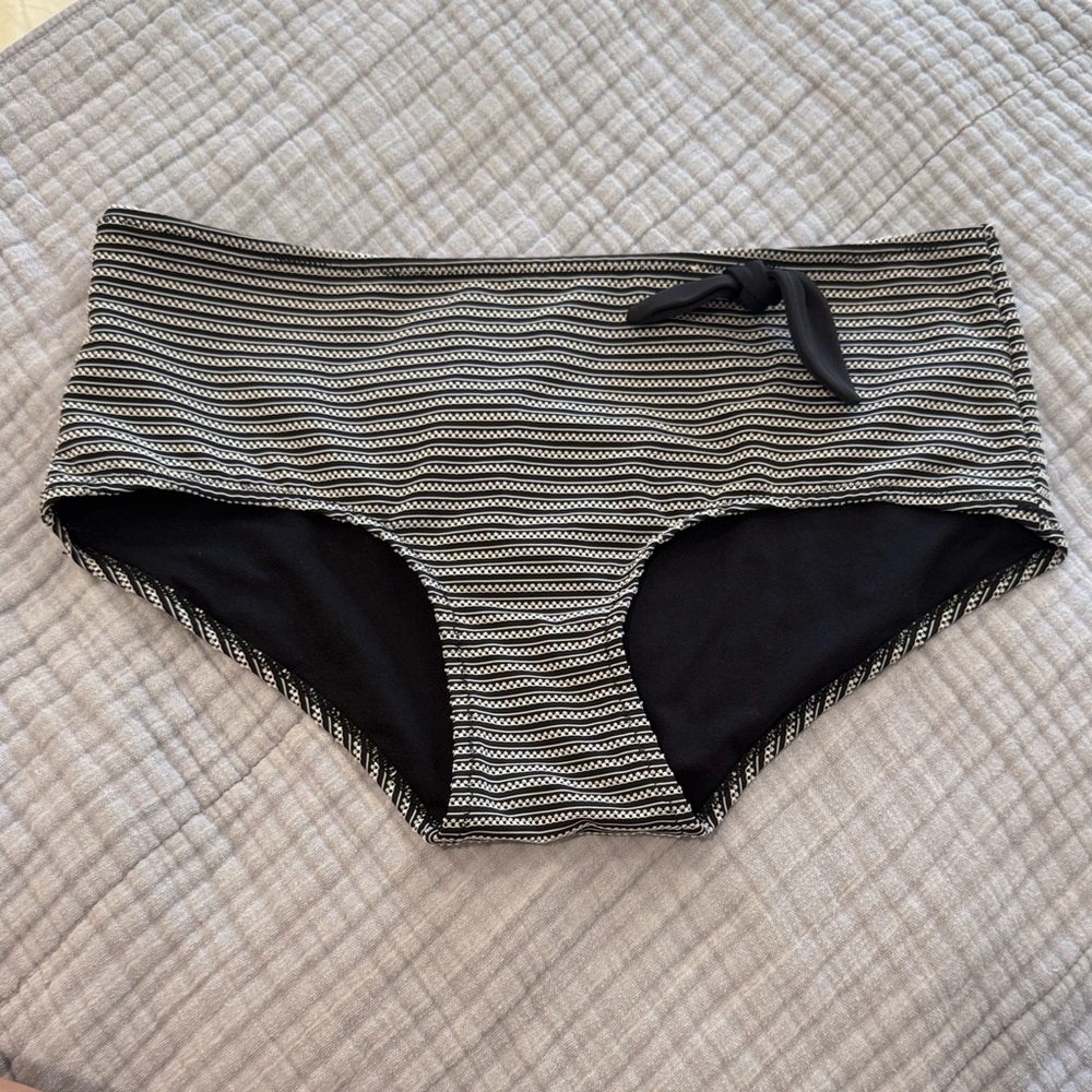 Black and White Striped Bikini Bottom